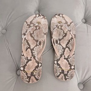 Tory Burch cream leopard flip flop